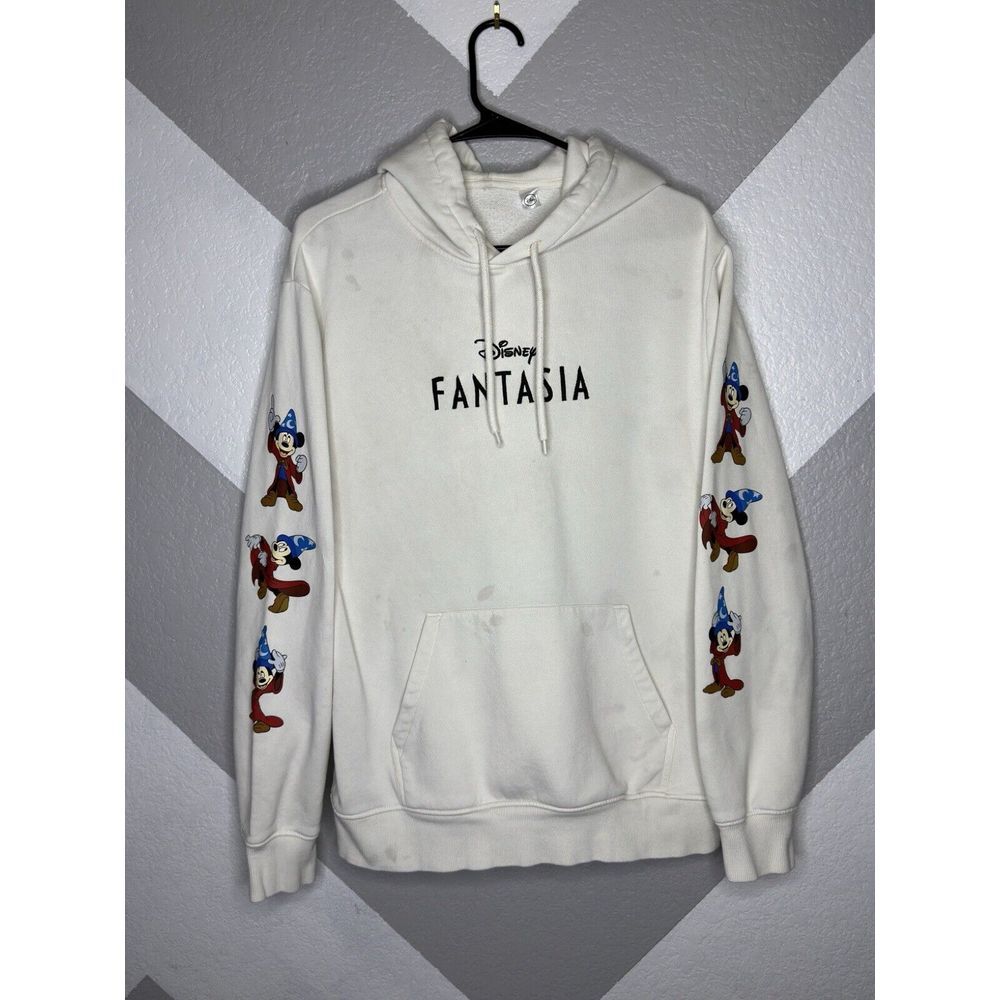 Fantasia Hoodie Mens Disney Y2K Pull Over Graphic Sweatshirt, White, Medium